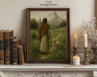 Jesus and the Lost Sheep Vintage Art Print: Christian Home Decor (Digital Download)