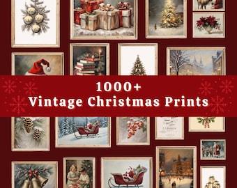Vintage Christmas Winter Printable Wall Art Set, Festive Holiday Gallery Prints (Digital Download)
