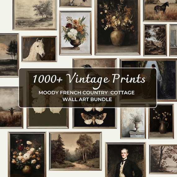1000+ Vintage Moody Gallery Wall Prints, Rustic Grounding Decor, Dark Academia Cottagecore Wall Art