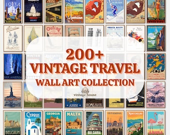 200+ Vintage Travel Posters Bundle: Retro City Wall Art (Digital Download)