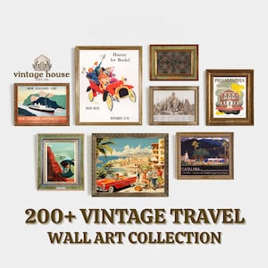 Vintage TRAVEL Poster Mega Bundle 200+ druckbare Wandkunst Retro Reise-Dekor Digitaler Download Vintage-Tourismus-Kunst Pack City Wandkunst Bundle