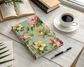 Vintage Spring Flowers Notebook Floral Decoration Journal Retro Botanical for Planners & Scrapbooks Floral Hardcover Journal for Writing