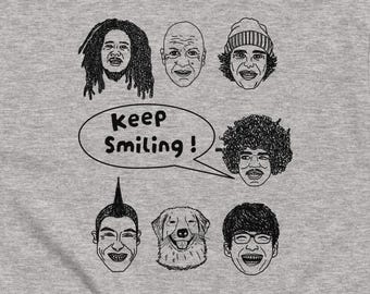 Smiley Faces, Line Art Tee , Unisex Shirt, Indie Vibe, Music Sketch, Keep Smiling