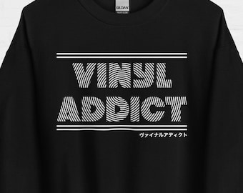 Vinyl Addict Sweatshirt Graphic Crewneck Music Lover Pullover