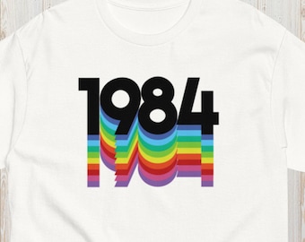 1984 Shirt, 1984 Tshirt, Retro Rainbow, 80s Vintage, Music Style, Edgy Design, Indie Apparel, Cotton Top, Alt Clothes, Birthday Gift,