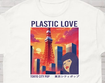 City Pop Graphic Tee, Plastic Love Aesthetic Shirt, Japanese 80s Retro Music Top, Harajuku Streetwear Unisex T-shirt