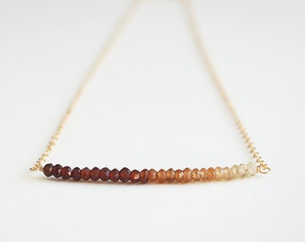 Brown Gemstone Necklace, Hessonite Brown Necklace, Gemstone Beaded Necklace