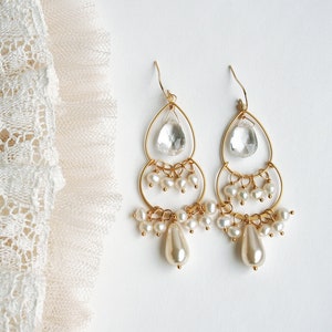 Bridal Chandelier Earrings: Crystal, Pearl, & Vintage Glass