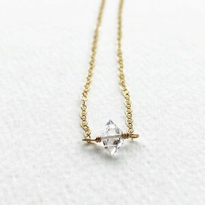 Herkimer Diamant Halskette, April Geburtsstein, Minimalist Kristall Halskette, Geschenk Unter 50