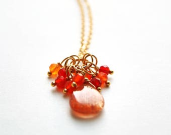 Sunstone Necklace, Orange Necklace, Gemstone Necklace