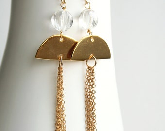 Boucles d’oreilles Half Moon Tassel, Boucles d’oreilles Tassel, Boucles d’oreilles Boho, Boucles d’oreilles Long Gold