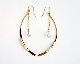 Modern Pearl Earrings • Crystal Earrings • Statement Earrings • Bridal Earrings