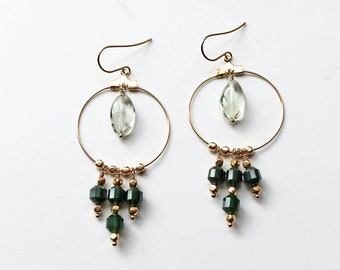 Green Chandelier Earrings • Agate Earrings • Green Amethyst Earrings