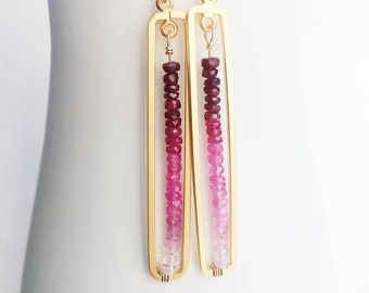 Ruby Earrings • Pink Ombre Earrings • July Birthstone