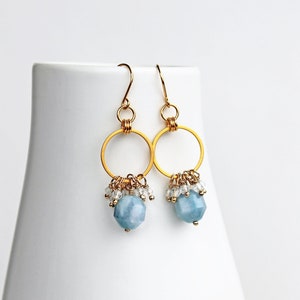 Aquamarine Earrings, Dangle Earrings, Light Blue Earrings, Gift for Her image 1