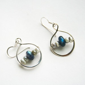 Silver Infinity Earring, Sterling Silver, Gemstone Jewelry, Blue Earrings