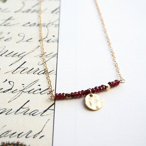 Garnet Beaded Necklace: 14K Gold Fill Chain, Boho Style