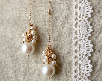 Pearl drop oorbellen, bruids sieraden, bruiloft oorbellen, bruids oorbellen parel, parel bungelen oorbellen