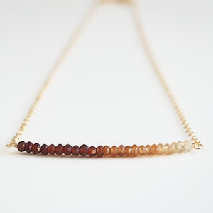 Hessonite Gemstone Necklace: Shades of Brown Ombre, 18 inch Chain