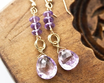 Amethyst Ohrringe • Februar Geburtsstein • Geburtsstein Schmuck • Lila Ohrringe