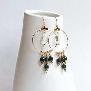 Green Chandelier Earrings Agate Earrings Green Amethyst Earrings image 3