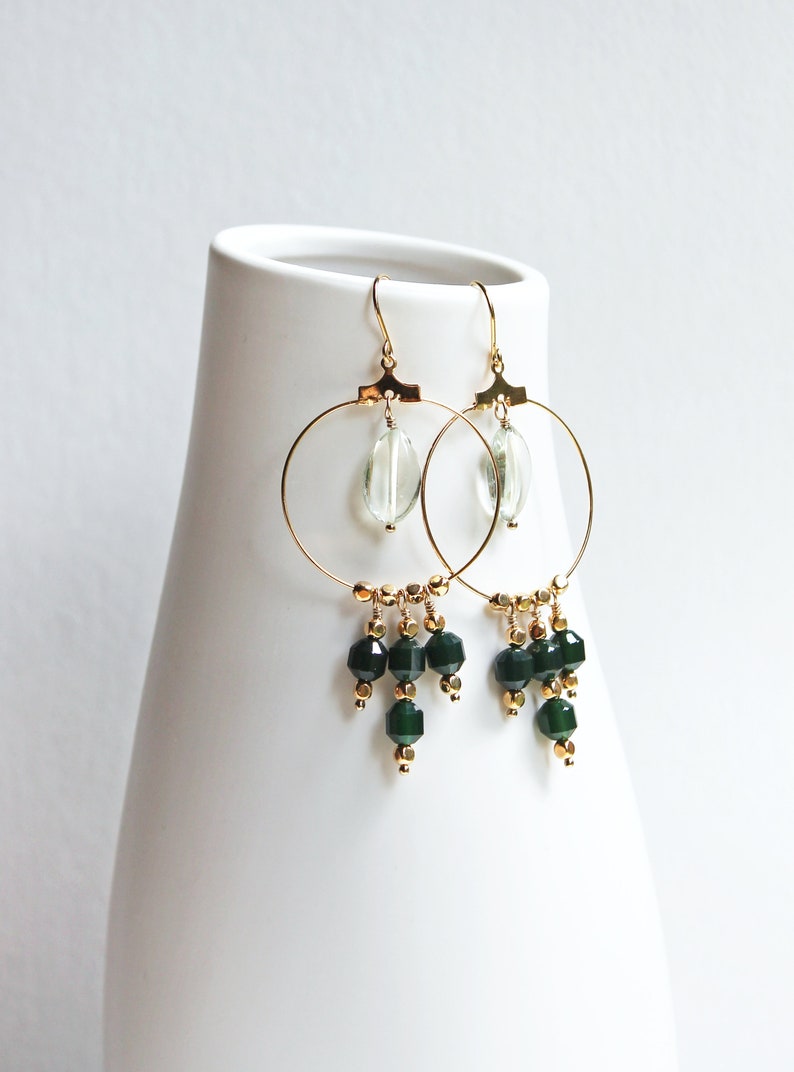 Green Chandelier Earrings Agate Earrings Green Amethyst Earrings image 3