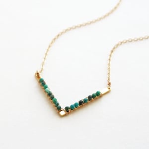 Turquoise Necklace, Green Necklace, Modern Chevron, Summer Jewelry