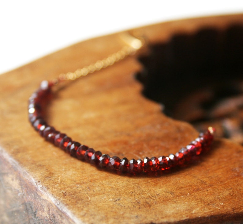 Garnet Red Bracelet, January Birthstone, Garnet Jewelry, Gift for Her image 2