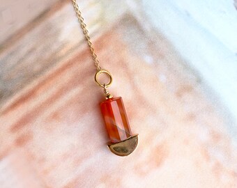 Modern Carnelian Necklace, Pendant Necklace, Fall Jewelry