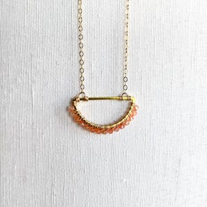 Sunstone Necklace, Dainty Pendant Necklace, Orange Gemstone Necklace