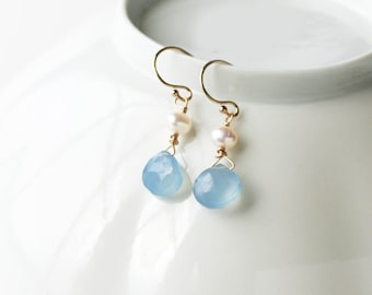 Blue Earrings, Bridesmaid Jewelry, Bridesmaid Earrings, Pearl Dangle Earrings