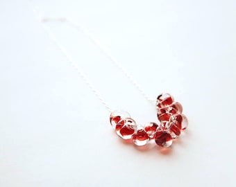 Red Glass Necklace, Sterling Silver Necklace