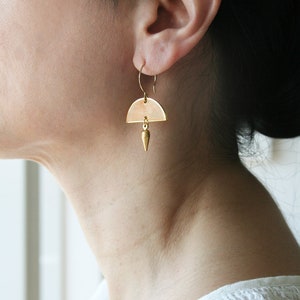 Geometric Earrings, Asymmetrical Earrings, Modern Earrings, Half Moon image 2