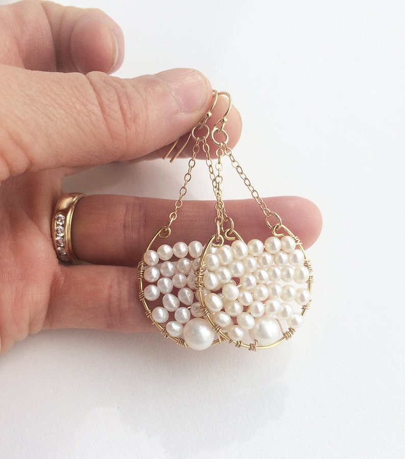 Pearl Earrings Boho Wedding Jewelry Bridal Earrings Dangle