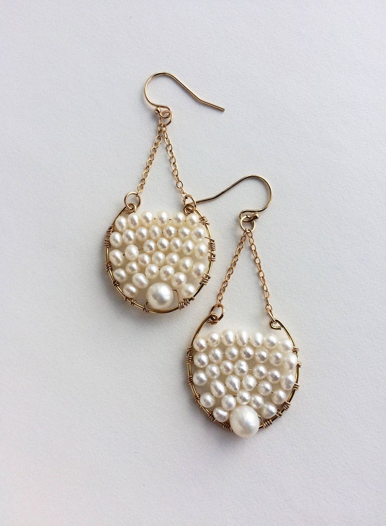 Pearl Earrings Boho Wedding Jewelry Bridal Earrings Dangle