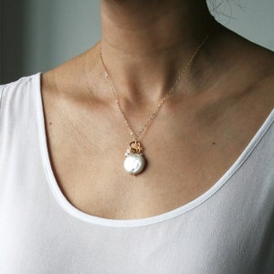 Coin Pearl Necklace, Bridal Necklace, Pearl Jewelry, Bridesmaid Gift image 2