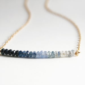 Blue Sapphire Necklace, September Birthstone, Blue Necklace, Ombre Necklace