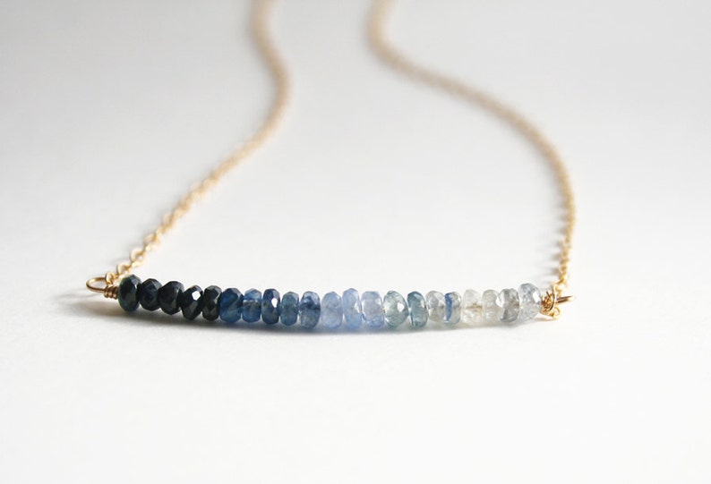 Sapphire Necklace, September Birthstone, Blue Necklace, Blue Ombre Necklace 