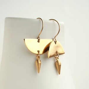 Geometric Earrings, Asymmetrical Earrings, Modern Earrings, Half Moon image 5