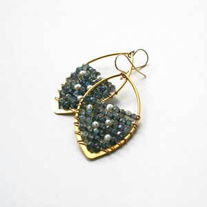 Labradorite Chandelier Earrings: Pearl Accent, Gold Filled Wire