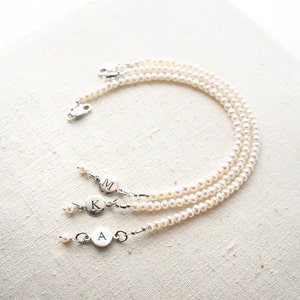 Bridesmaid Bracelet, Pearl Bracelet, Initial Bracelet, Personalized Jewelry, Bridesmaid Gift image 4