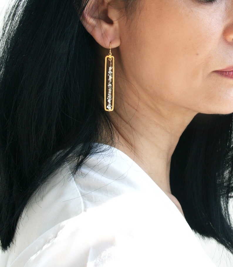Herkimer Diamond, Crystal Earrings, April Birthstone, Boho Earrings, Graduation Gift image 2