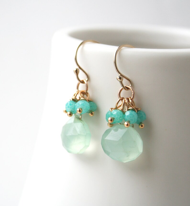 Pastel Green Earring Bridesmaid Jewelry Gemstone Jewelry Etsy