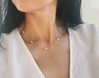 Minimal Pearl Necklace • Bridesmaid Jewelry • Dainty Pearl Necklace • June Birthstone Necklace