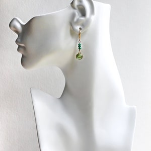 Emerald Earrings Vintage Glass Green Drop Earrings Dark Green Earrings image 4