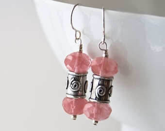 Pink Quartz Earrings • Gemstone Jewelry • Gift for Her