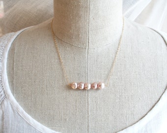 Pink Pearl Necklace, Bridesmaid Necklace, Pearl Necklace, Bridesmaid Jewelry