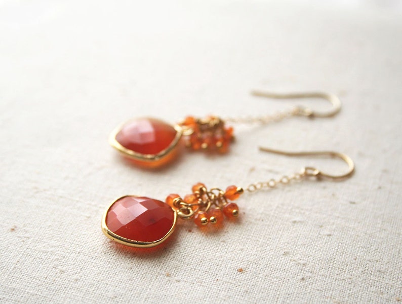 Carnelian Earrings Orange Earrings Autumn Earrings Gemstone | Etsy