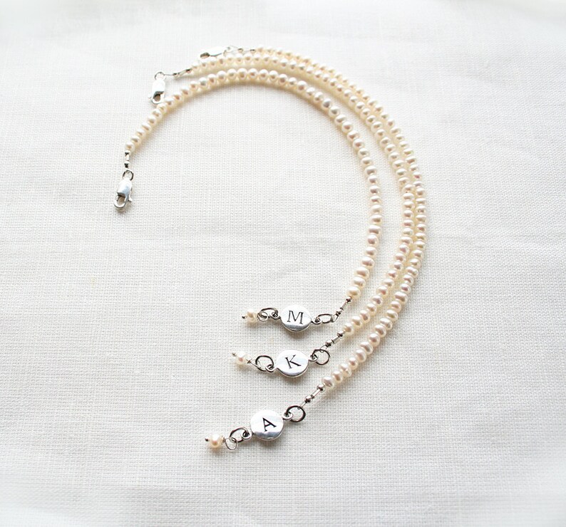 Bridesmaid Bracelet, Pearl Bracelet, Initial Bracelet, Personalized Jewelry, Bridesmaid Gift image 2