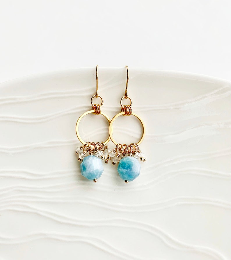 Aquamarine Earrings, Dangle Earrings, Light Blue Earrings, Gift for Her image 6